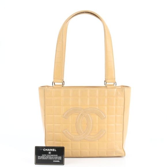 Chanel Authenticity Card With Serial Seal Choco Bar Lambskin Leather Tote Bag - Picture 1 of 9